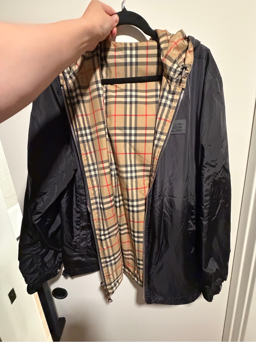 Burberry Reversible Check & Black Hooded Jacket
